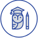 Icon: Owl with pencil and graduation cap